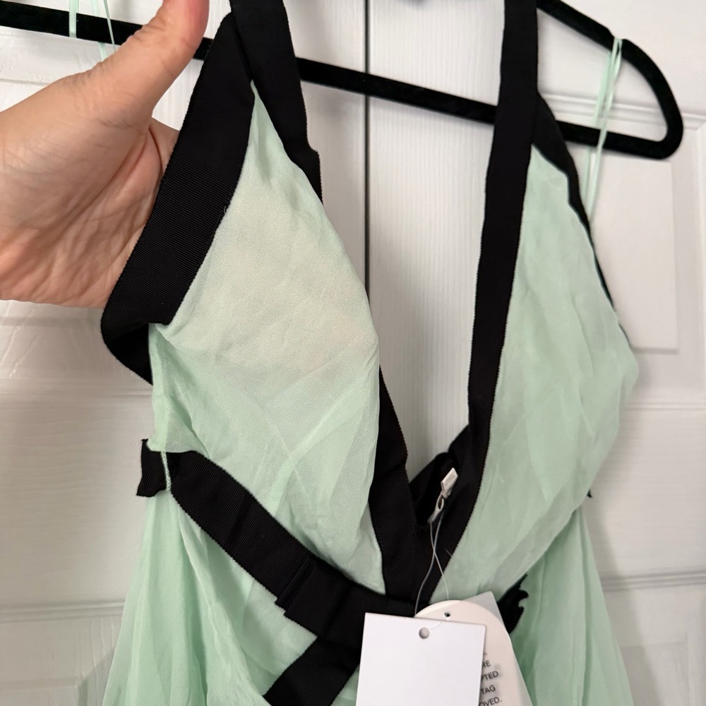 Helsa The Siren Dress in Silk Chiffon in Mint & Black Size XS NEW! With tags! - Picture 11 of 12